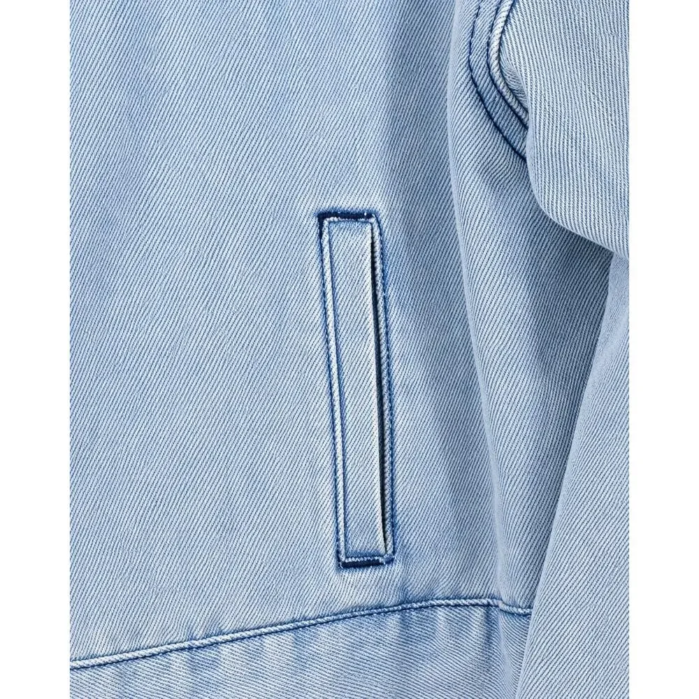 Denim Jacket Women‎ Large Cropped Bow Embroidered Applique Coquette Light Wash